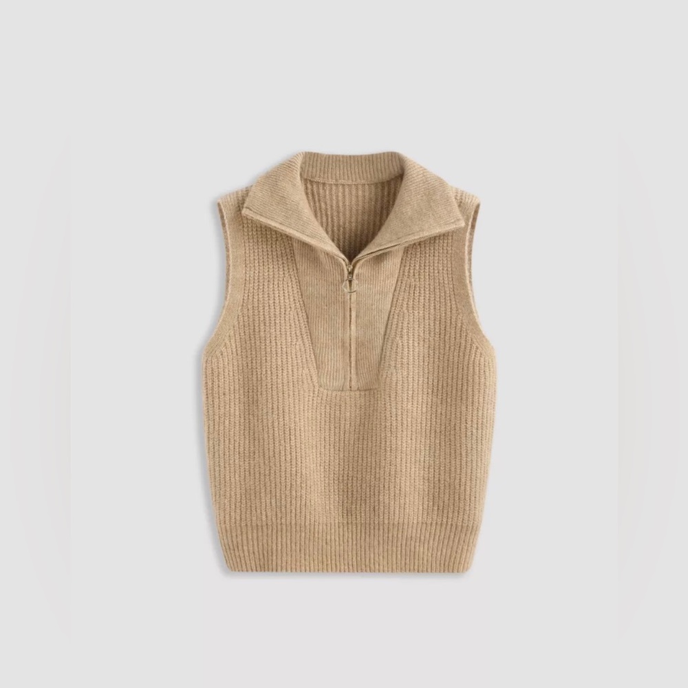 Solid Zip Up Knitted Vest - XL